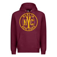 Burgundy harlem new york nyc vintage sign distressed amber print t shirt Premium Hoodie - linhVisuals