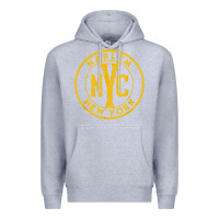 Heather Grey harlem new york nyc vintage sign distressed amber print t shirt Premium Hoodie - linhVisuals