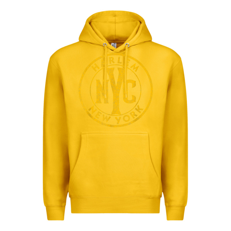 Harlem New York Nyc Vintage Sign Distressed Amber Print T Shirt Premium Hoodie by linhVisuals | Teevron
