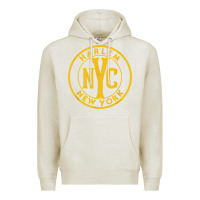 Oatmeal Heather harlem new york nyc vintage sign distressed amber print t shirt Premium Hoodie - linhVisuals
