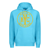 Ocean Blue harlem new york nyc vintage sign distressed amber print t shirt Premium Hoodie - linhVisuals