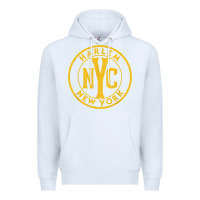 White harlem new york nyc vintage sign distressed amber print t shirt Premium Hoodie - linhVisuals