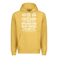 Antique Gold i'm not a perfect son but my crazy mom loves me mother's day t shirt Premium Hoodie - linhVisuals