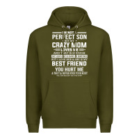 Army Green i'm not a perfect son but my crazy mom loves me mother's day t shirt Premium Hoodie - linhVisuals