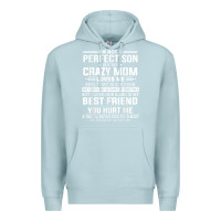Blue Mist i'm not a perfect son but my crazy mom loves me mother's day t shirt Premium Hoodie - linhVisuals