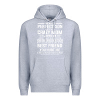 Heather Grey i'm not a perfect son but my crazy mom loves me mother's day t shirt Premium Hoodie - linhVisuals