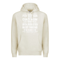 Oatmeal Heather i'm not a perfect son but my crazy mom loves me mother's day t shirt Premium Hoodie - linhVisuals