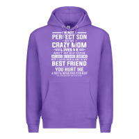 Purple i'm not a perfect son but my crazy mom loves me mother's day t shirt Premium Hoodie - linhVisuals