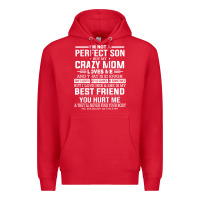 Red i'm not a perfect son but my crazy mom loves me mother's day t shirt Premium Hoodie - linhVisuals