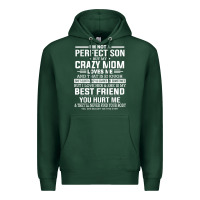Sports Green i'm not a perfect son but my crazy mom loves me mother's day t shirt Premium Hoodie - linhVisuals