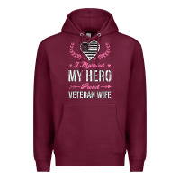 Burgundy i married my hero proud veteran wife usa military husband t shirt Premium Hoodie - linhVisuals