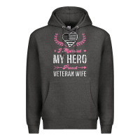 Charcoal Heather i married my hero proud veteran wife usa military husband t shirt Premium Hoodie - linhVisuals