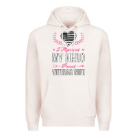 Pale Pink i married my hero proud veteran wife usa military husband t shirt Premium Hoodie - linhVisuals