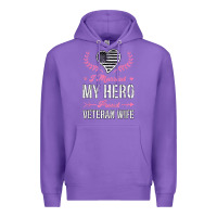 Purple i married my hero proud veteran wife usa military husband t shirt Premium Hoodie - linhVisuals