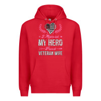 Red i married my hero proud veteran wife usa military husband t shirt Premium Hoodie - linhVisuals