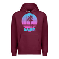 Burgundy sarasota florida vintage retro palm tree t shirt Premium Hoodie - linhVisuals