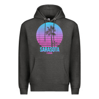 Charcoal Heather sarasota florida vintage retro palm tree t shirt Premium Hoodie - linhVisuals