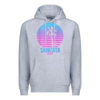 Heather Grey sarasota florida vintage retro palm tree t shirt Premium Hoodie - linhVisuals