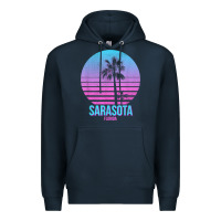 Navy sarasota florida vintage retro palm tree t shirt Premium Hoodie - linhVisuals