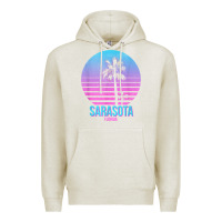 Oatmeal Heather sarasota florida vintage retro palm tree t shirt Premium Hoodie - linhVisuals