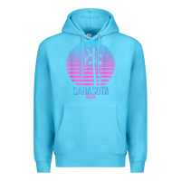 Ocean Blue sarasota florida vintage retro palm tree t shirt Premium Hoodie - linhVisuals