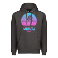 Smoke sarasota florida vintage retro palm tree t shirt Premium Hoodie - linhVisuals