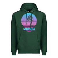 Sports Green sarasota florida vintage retro palm tree t shirt Premium Hoodie - linhVisuals