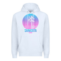 White sarasota florida vintage retro palm tree t shirt Premium Hoodie - linhVisuals