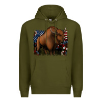 Army Green American Bison Premium Hoodie - Jasminsmagicworld