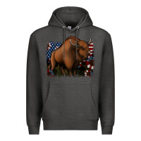 Charcoal Heather American Bison Premium Hoodie - Jasminsmagicworld
