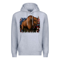 Heather Grey American Bison Premium Hoodie - Jasminsmagicworld