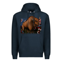 Navy American Bison Premium Hoodie - Jasminsmagicworld