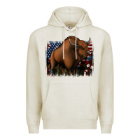 Oatmeal Heather American Bison Premium Hoodie - Jasminsmagicworld
