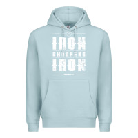 Blue Mist iron sharpens iron proverbs christian bible verse religious pullover h Premium Hoodie - linhVisuals