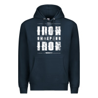 Navy iron sharpens iron proverbs christian bible verse religious pullover h Premium Hoodie - linhVisuals