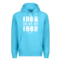 Ocean Blue iron sharpens iron proverbs christian bible verse religious pullover h Premium Hoodie - linhVisuals