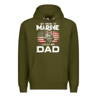 Army Green my favorite marine calls me dad t  shirt father's day flag my favorite Premium Hoodie - linhVisuals