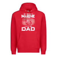Red my favorite marine calls me dad t  shirt father's day flag my favorite Premium Hoodie - linhVisuals
