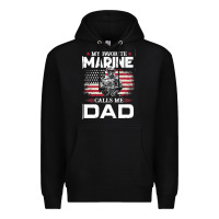 Black my favorite marine calls me dad t  shirt father's day flag my favorite Premium Hoodie - linhVisuals