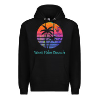 Black west palm beach tropical t shirt for family vacations Premium Hoodie - linhVisuals