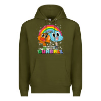 Army Green cn the amazing world of gumball & darwin rainbow portrait pullover hoo Premium Hoodie - linhVisuals