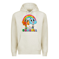 Oatmeal Heather cn the amazing world of gumball & darwin rainbow portrait pullover hoo Premium Hoodie - linhVisuals