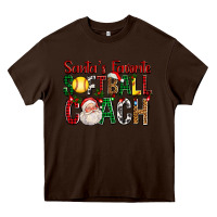 Chocolate Brown Santa's Favorite Softball Coach For Christmas Heavy Core Tee - FaDigitalArtStudio