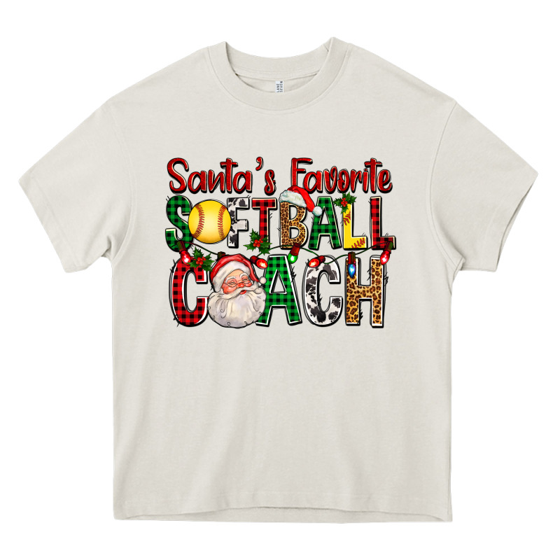 Santa's Favorite Softball Coach For Christmas Heavy Core Tee by FaDigitalArtStudio | Teevron