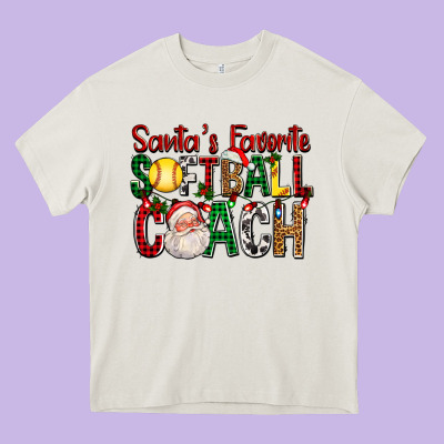Santa's Favorite Softball Coach For Christmas Heavy Core Tee Designed By Fadigitalartstudio