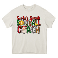 Cream Santa's Favorite Softball Coach For Christmas Heavy Core Tee - FaDigitalArtStudio