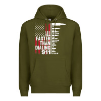 Army Green all faster than dialing 911 american flag gun lover for men t shirt Premium Hoodie - linhVisuals