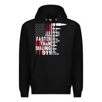 Black all faster than dialing 911 american flag gun lover for men t shirt Premium Hoodie - linhVisuals