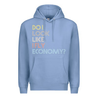 Colony Blue do i look like i fly economy   funny vintage retro premium t shirt Premium Hoodie - linhVisuals