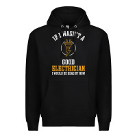 Black electrician gifts for men & funny electrical design t shirt Premium Hoodie - linhVisuals